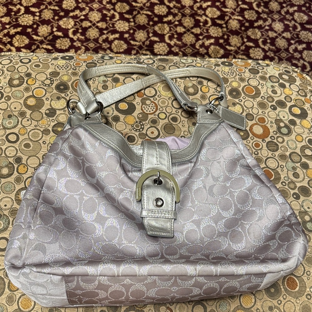 Coach Metallic Silver Shoulder Bag